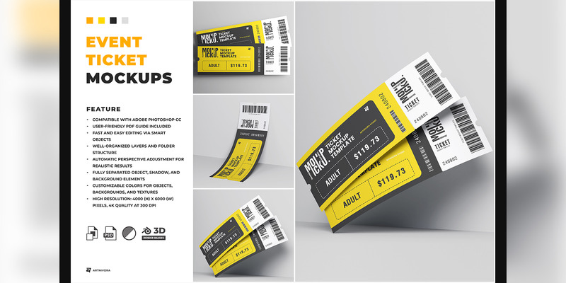 Event Ticket Mockup Sets Design - Features Image 1