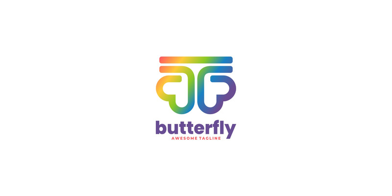 Papillon Dessin Au Trait Style Logo Coloré - Caractéristiques de l’image 1