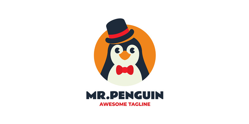 Pinguïn plat moderne logostijl - Functieafbeelding 1
