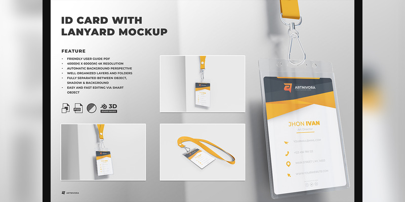 ID Card with Lanyard Mockup - Features Image 1