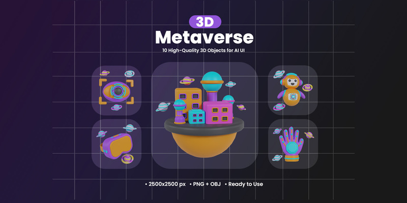 Metaverse 3D Icon Pack Design - Features Image 1