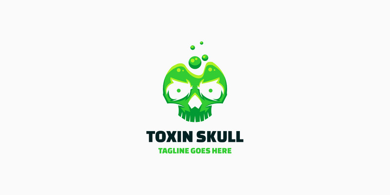 Простой логотип талисмана Toxin Skull - Features Image 1