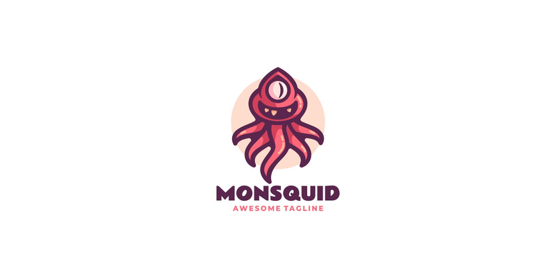 Monster-Tintenfisch-Cartoon-Logo - Eigenschaften Bild 1