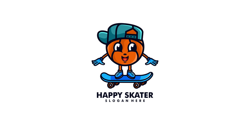 Glad skater maskot tecknad logotyp - Features Image 1