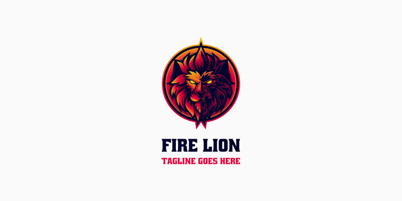 Logo mascotte semplice del leone di fuoco - Caratteristiche Immagine 1