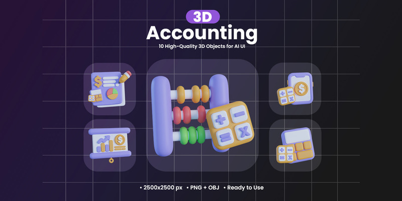 Accounting 3D Icon Set Design - Features Image 1