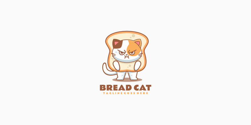 Bread Cat Mascot Cartoon Logo - Features Image 1