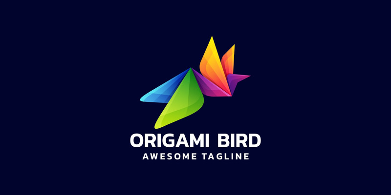 Logo colorato dell'uccello di origami - Caratteristiche Immagine 1