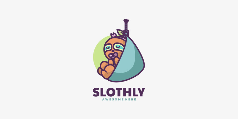Stile del logo della mascotte semplice bradipo - Caratteristiche Immagine 1