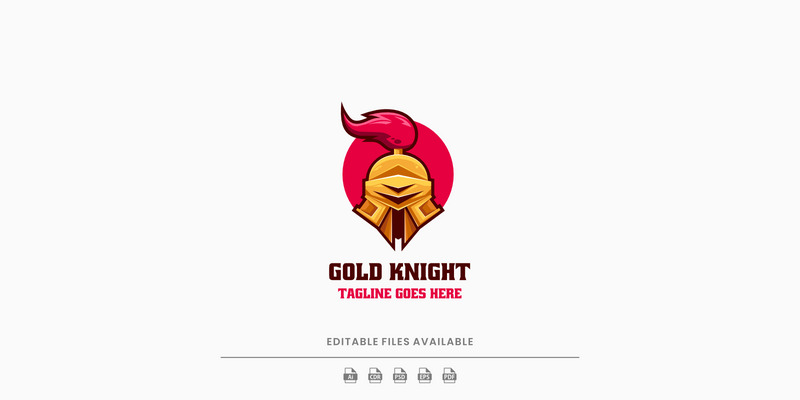 Logo mascotte semplice del cavaliere d'oro - Caratteristiche Immagine 1