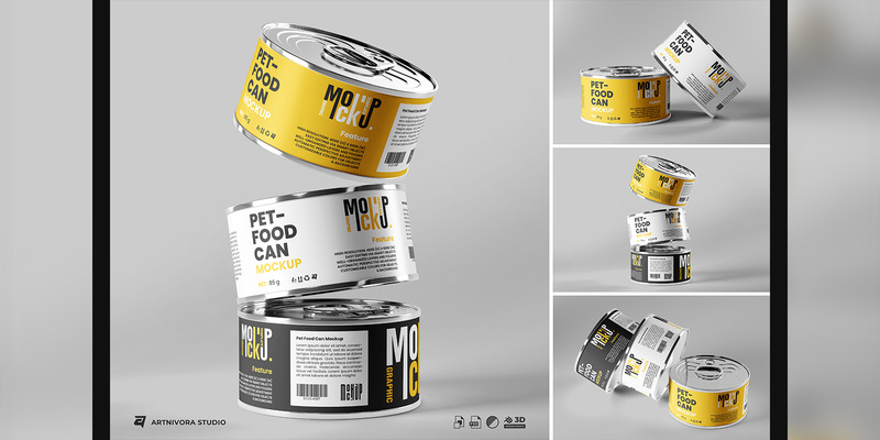 Pet Food Can Mockup Sets Design - Features Image 1