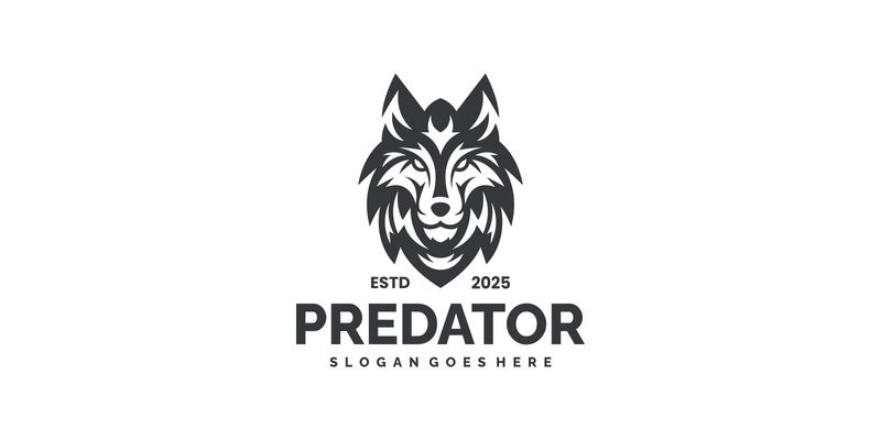 Bold Monochrome Wolf Mascot Logo Design - Features Image 1