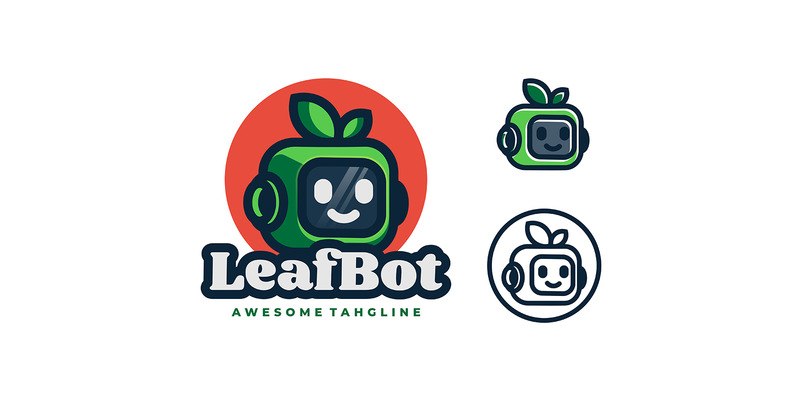 Leaf Robot Mascot Cartoon Logo - Features Image 1