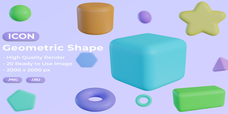 Набор иконок 3D геометрической формы - Features Image 1