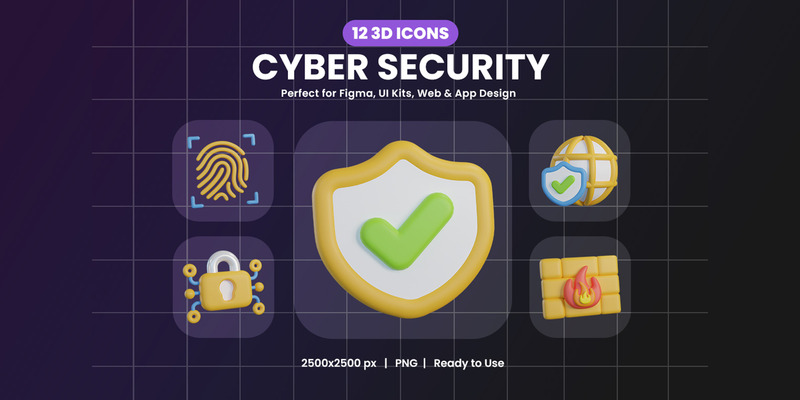 Pack d'icônes de cybersécurité 3D 514 - Caractéristiques de l’image 1