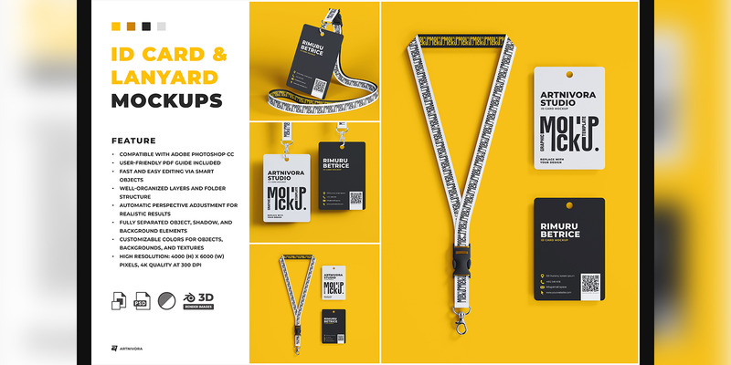 ID Card & Lanyard Mockup Sets - Features Image 1