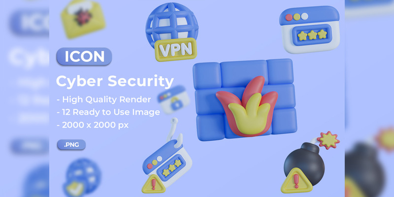 Pack d'icônes 3D de cybersécurité - Caractéristiques de l’image 1