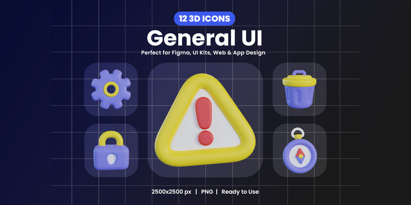 General UI 3D Icon Pack Design - Features Image 1