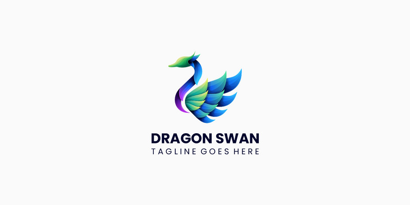 Logo colorato sfumato del cigno del drago - Caratteristiche Immagine 1