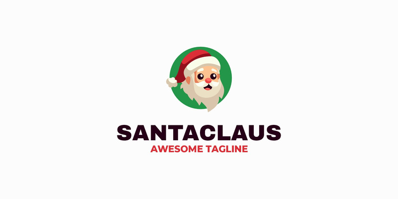 Eenvoudig mascotte-logo van de Kerstman - Features Image 1