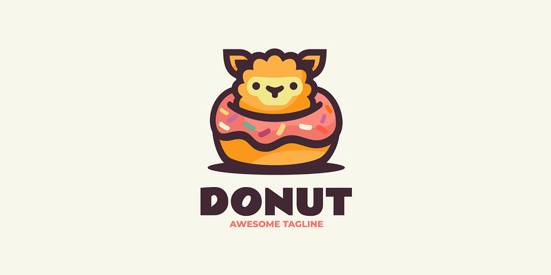 Logo del fumetto della mascotte della ciambella - Caratteristiche Immagine 1