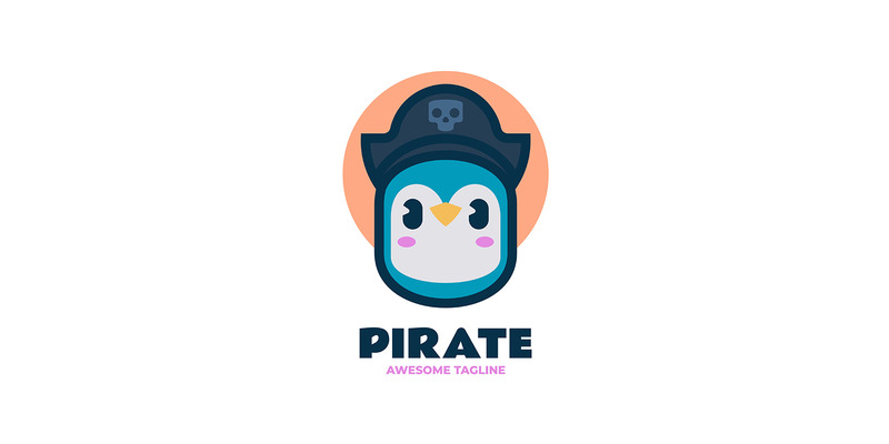 Logo de dessin animé de mascotte de pirate de pingouin - Caractéristiques de l’image 1
