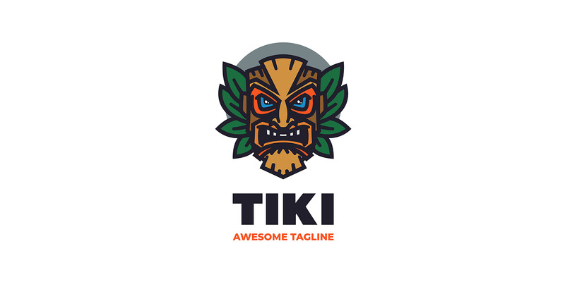 Logo de dessin animé de mascotte de masque Tiki 1 - Caractéristiques de l’image 1