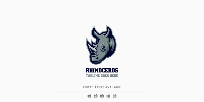 Logo mascotte semplice rinoceronte 2 - Caratteristiche Immagine 1
