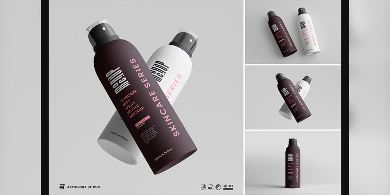Skincare Mist Spray Bottle Mockup Sets - Features Image 1