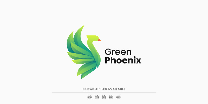 Logotipo degradado de fénix verde - Características Imagen 1