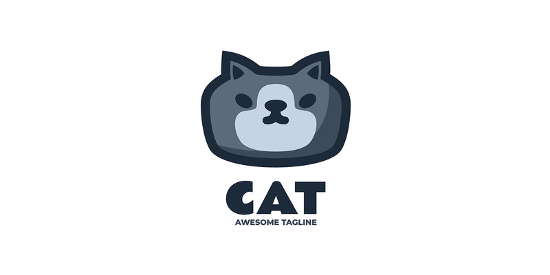 Kat eenvoudige mascotte logo-stijl 5 - Functieafbeelding 1
