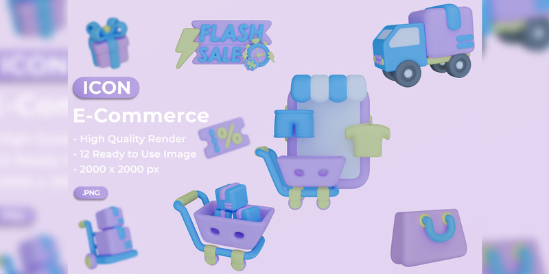 E-commerce 3D Icon Pack Design - Features Image 1