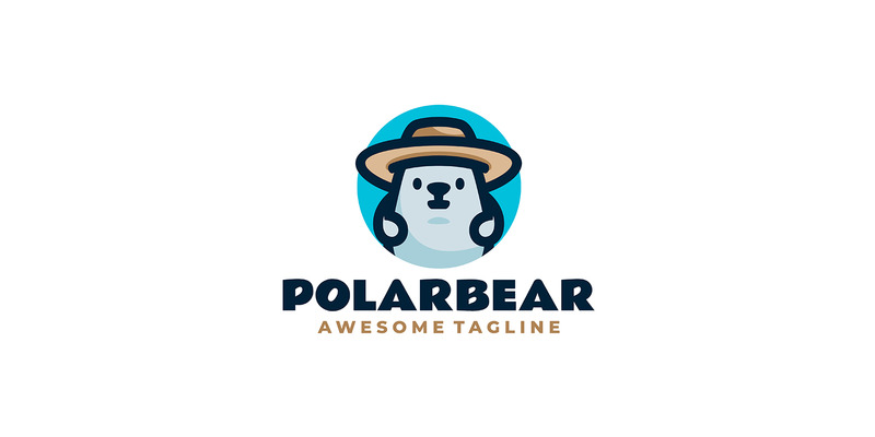 Design del logo del fumetto della mascotte dell'orso polare - Caratteristiche Immagine 1