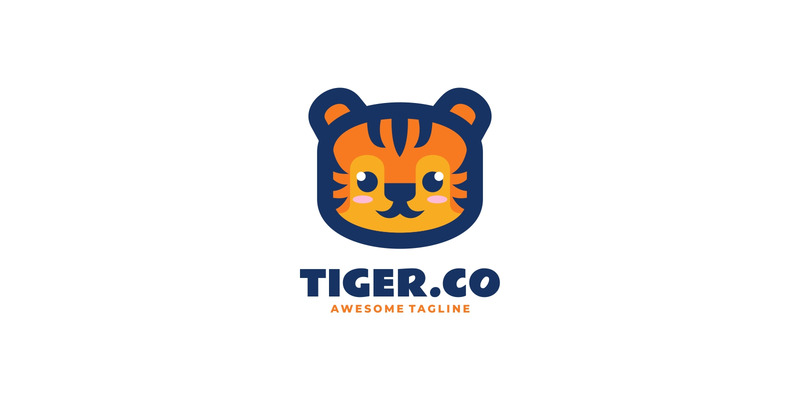 Tiger Head Simple Mascot Logo Style - Features Image 1
