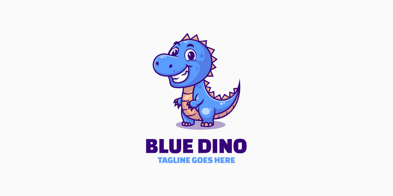 Logo mascotte dei cartoni animati di Dino blu - Caratteristiche Immagine 1