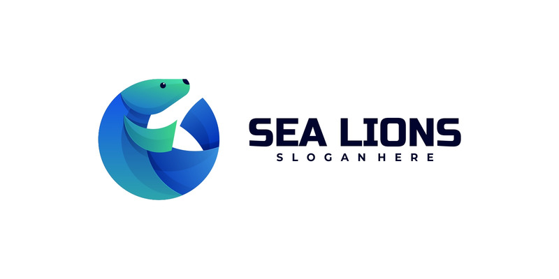 Sea Lion Gradient Logo Style #196468 - TemplateMonster
