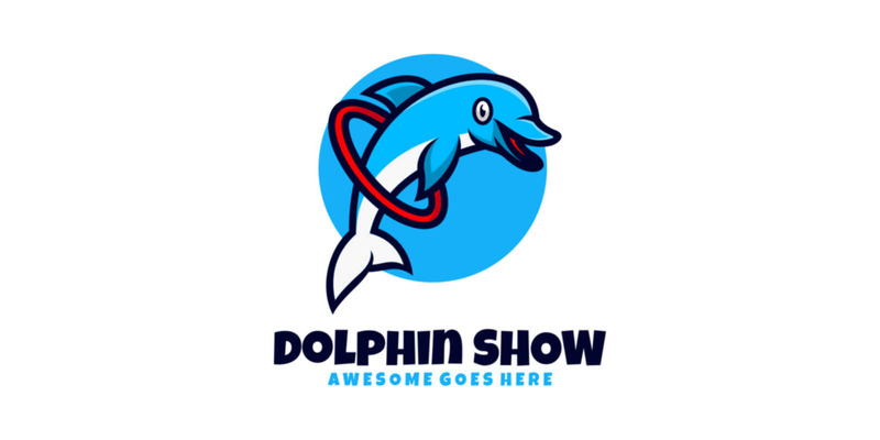 Logo del cartone animato della mascotte dello spettacolo dei delfini - Caratteristiche Immagine 1