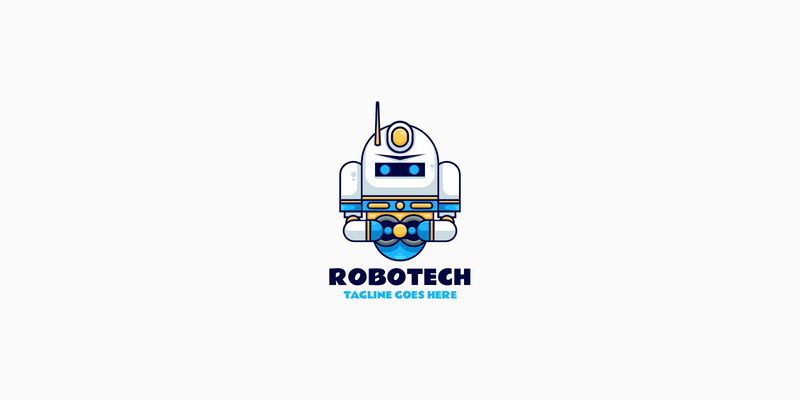 Design del logo della mascotte semplice del robot 1 - Caratteristiche Immagine 1