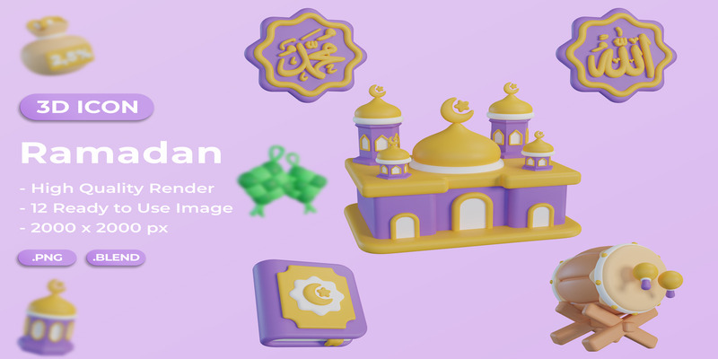 Ramadhan 3D-pictogramsetbundelontwerp - Features Image 1