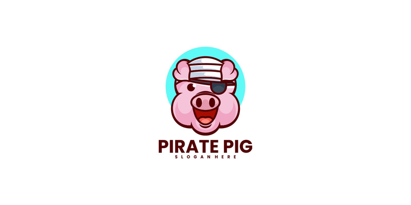 Estilo de logotipo de dibujos animados de cerdo pirata - Características Imagen 1