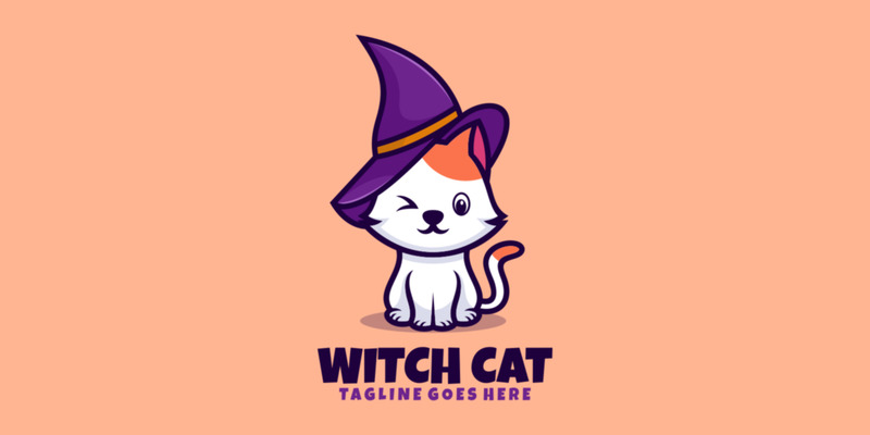 Logo del fumetto della mascotte del gatto della strega 1 - Caratteristiche Immagine 1