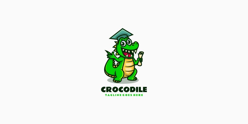 Graduation Crocodile Mascot Cartoon Logo - Features Image 1