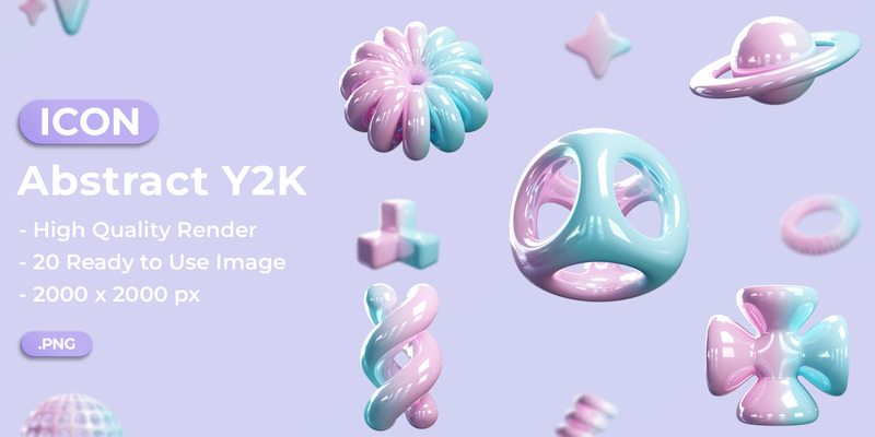 3D Object Pack Abstract Y2K Shapes - Features Image 1