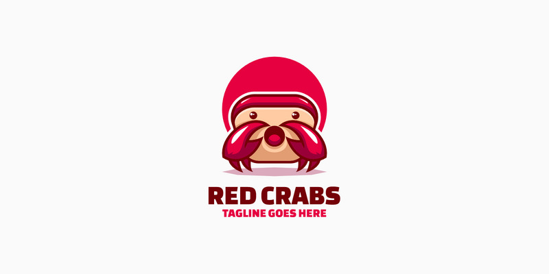 Logo mascotte semplice dei granchi rossi - Caratteristiche Immagine 1