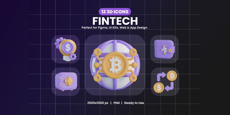 3D金融科技图标包设计 - Features Image 1