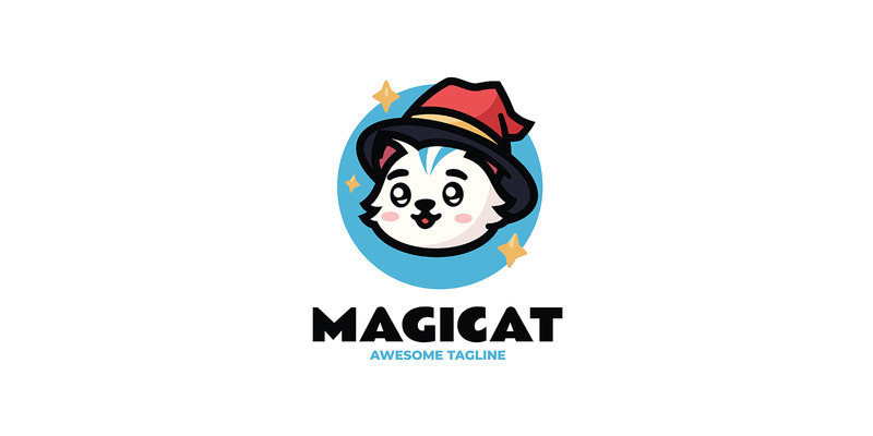Logo del fumetto della mascotte del gatto magico 2 - Caratteristiche Immagine 1