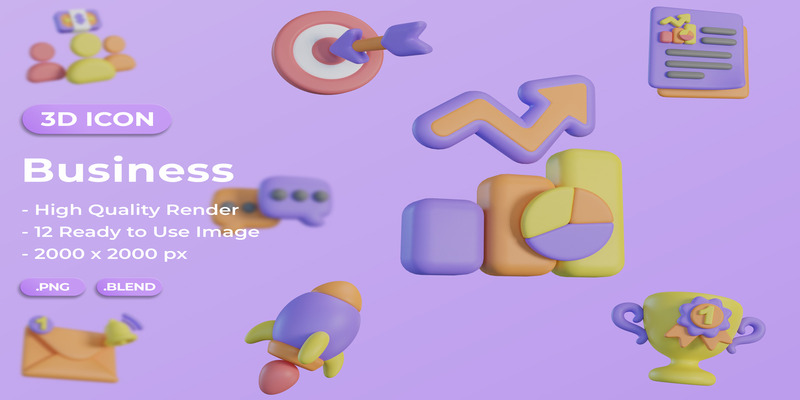 商务 3D 图标集束设计 - Features Image 1
