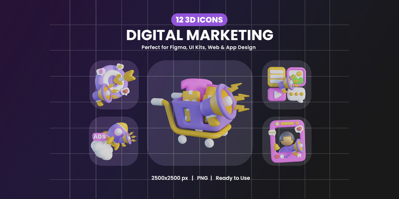 3D Digital Marketing Icon 541 - Features Image 1