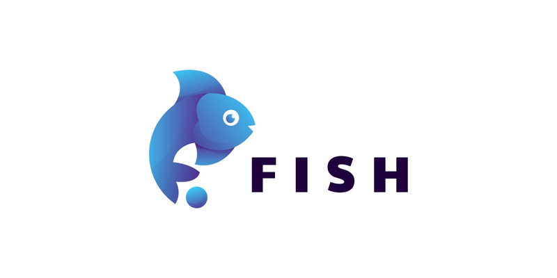 Modèle de logo de dégradé de poisson vectoriel - Caractéristiques de l’image 1