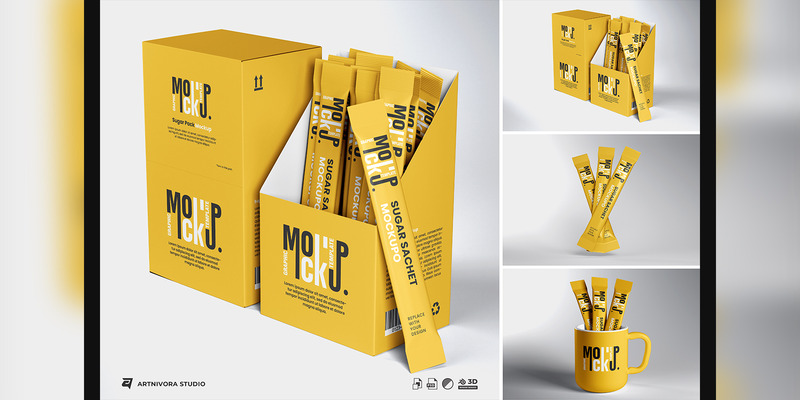Sugar Sachet Mockup Sets Design - Features Image 1